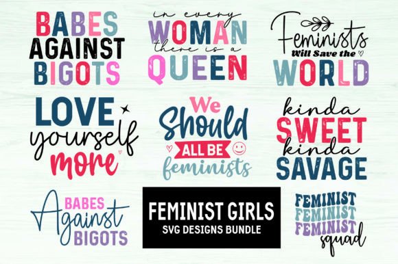 Feminist Girl SVG Designs Bundle