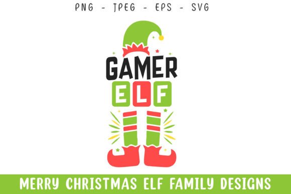 Merry Christmas Gamer Elf Design Svg