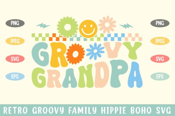 Retro Groovy Grandpa Hippie Boho Svg